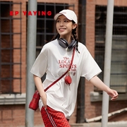 EP YAYING雅莹女装 时尚中长款印花白色T恤 夏装商场同款5301D