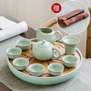 常生源茶具套装陶瓷功夫茶杯整套便携竹制干泡茶盘储水茶台茶