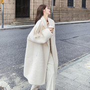 韩国羊羔毛大衣女，冬季韩系温柔风，加厚长款过膝羊羔绒毛毛外套