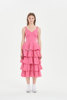 独立设计师品牌后院玫红色粉红色，修身性感无袖，蛋糕吊带荷叶连衣裙