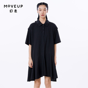 moveup幻走2023夏季.fun系列印花口袋，设计师不对称针织连衣裙