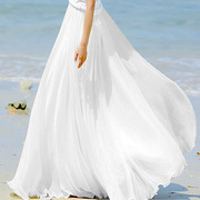 波西米亚海边沙滩裙春夏季大码雪纺垂感八米大摆长裙跳舞半身裙女