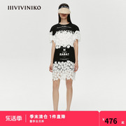 iiiviviniko春夏撞色蕾丝拼接针织，连衣裙女m120613354d