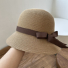洋气咖色可折叠式草帽夏季海滩大檐帽子女夏防晒时尚盆帽百搭凉帽