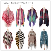 vintage古着中古尖货孤品，日本日本格纹条纹，羊毛大披肩围巾25