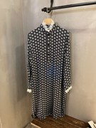 香港專櫃代購agnesb.蕾絲領復古花紋氣質長袖連衣裙22秋冬女裝