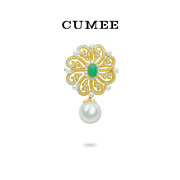 CUMEE.秋冬气质搭配时尚胸针吊坠两用.925银镀金