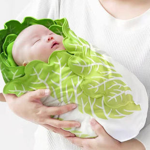 大白菜新生儿抱被搞怪创意包被婴儿初生宝宝煎饼毯子包单春夏襁褓