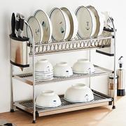 不锈钢碗碟收纳层架厨房置物架多功能双层碗架台面收纳盒碗碟沥水