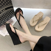 日本进口无印良品人字拖鞋女夏季外穿2024松糕厚底坡跟夹脚跟