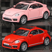 黄红蓝粉色大众甲壳虫汽车模型车前后盖门可以打开合金轿车玩具车