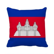 柬埔寨国旗亚洲洲国家象征符号图案方形抱枕靠枕沙发靠垫含芯礼物
