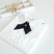 木夏~春装日系学院风，白色甜美基础款纯色，长袖衬衫女送领结