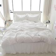 l白韩式(白韩式)床上4件套超公风色四件套全棉，纯棉水洗棉主花边床罩被柔套