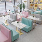 网红奶茶甜品店沙发烘焙蛋糕汉堡咖啡厅餐饮卡座轻奢休闲桌椅组合