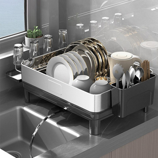 304不锈钢厨房碗碟收纳架碗盘，水槽沥水架家用轻奢放碗汲水置物架