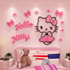 hellokitty猫女孩公主房间，卧室床头贴纸画墙面3d立体儿童装饰布置
