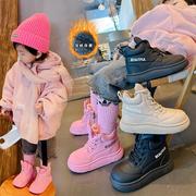 儿童加绒保暖棉鞋秋冬季女童高帮运动鞋韩版中大童二棉面包鞋