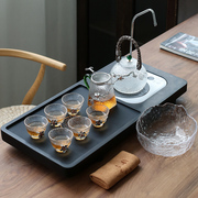 日式茶具套装乌金石一体茶盘自动上水电陶炉煮茶器玻璃烧茶壶