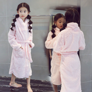 儿童睡袍秋冬男女童，中长款家居服法兰绒浴袍，珊瑚绒游泳中小童睡衣
