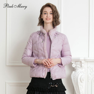 Pink Mary/粉红玛琍羽绒服女2023冬季时尚短款鹅绒外套PMAMW7612