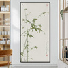 手绘新中式禅意客厅壁画竹子，油画玄关装饰画竖版入户走廊过道挂画