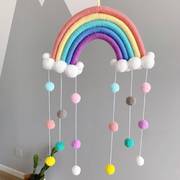 ins北欧儿童房彩虹毛球挂饰，壁饰民宿样板间幼儿园装饰挂件吊饰