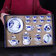 青花瓷功夫茶具套装陶瓷家用盖碗，茶壶茶杯小套办公简约茶道整套