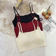 乳胶棉磨毛无痕暖肤衣美背抹胸一字领安格拉红固定杯聚拢裸感背心