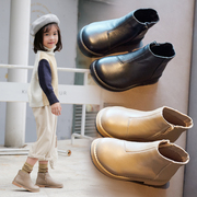 女童短靴真皮马丁靴2024冬季洋气加厚棉靴小女孩儿童公主靴子