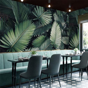 3d立体大自然森林墙布，北欧绿色芭蕉叶植物，墙纸卧室客厅公司背景墙