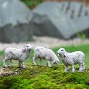 迷你小羊摆件花园盆栽假山造景，装饰微景观，仿真动物绵羊树脂工艺品