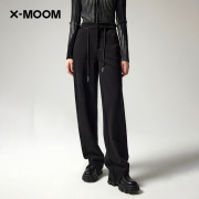 商场同款X--MOOM秋冬脚口弧线设计感休闲宽松黑色长裤女