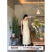 DH OFFICIAL 大花莫奈午后 Monet立体花朵方领气质修身连衣裙