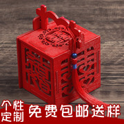 创意中国风木质喜糖盒子，结婚庆用品，手提中式喜糖包装盒木头糖果盒