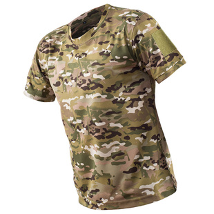 迷彩短袖速干t恤男户外战术，夏季吸湿透气圆领衫，军迷弹力工装跑步