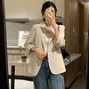 米色西装外套女小个子，短款2024春夏季韩版高级感七分袖薄西服