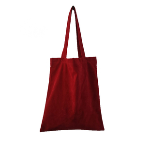 原创自制手工绒布包 酒红色手提单肩包 文艺环保购物学生包袋
