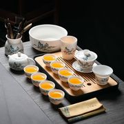 德化羊脂玉白瓷功夫高档茶具套装家用办公室茶杯全套白瓷盖碗茶杯