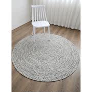 北欧简约灰色手工编织圆形地毯客厅茶几现代卧室茶室书房桌椅地垫