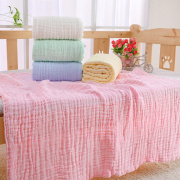 精梳棉素色浴巾童被宝宝婴儿夏季毛巾被六层泡泡纱浴巾空调盖毯