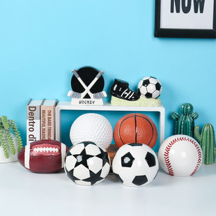 足球陶瓷存钱罐储蓄罐创意，运动卡通儿童，储钱罐成人生日礼物