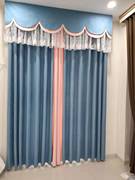 北欧简约纯色棉亚麻卧室客厅隔热处理全遮光布料成品窗帘