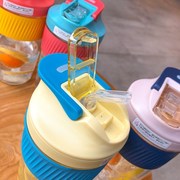 tirtan材质韩式便携塑料双饮杯硅胶吸管运动随身杯学生创意水杯子