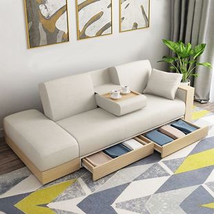 北欧日式小户型沙发床客厅储物科技布沙发乳胶可折叠两用梳化床