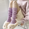 浅紫色袜套堆堆袜秋冬加厚保暖针织腿套黑色中筒袜子JK白色小腿袜