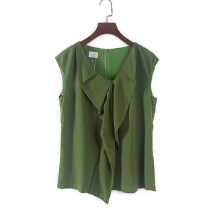 非系列夏季女装库存折扣，绿色无袖上衣，时尚气质雪纺衫y2508