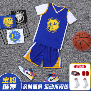 库里球衣30号儿童篮球服运动套装男女童队服定制汤普森篮球训练服