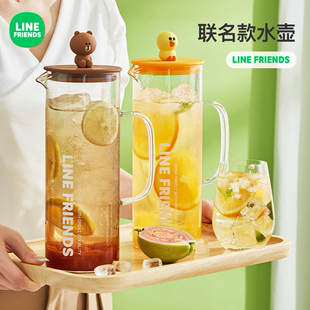 LINE FRIENDS冷水壶家用卡通玻璃耐高温茶壶大容量凉水杯冷泡杯