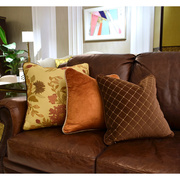 美式客厅皮沙发靠包抱枕(包抱枕)靠垫套整套装设计橘色高档进口豪华沙发枕